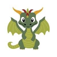 Cute green dragon. Isolated element. New Year symbol vector