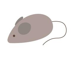 Gray mouse isolated on a white background. Pets toy. Flat vector illustration