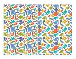 conjunto de resumen primavera patrones. flores, aves, hojas en un blanco antecedentes. hermosa patrones para fondo de pantalla, textiles, fiesta tarjetas y envase papel. vector