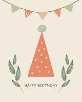 Vector illustration. Birthday card. Baby template for congratulations, invitations, posters.
