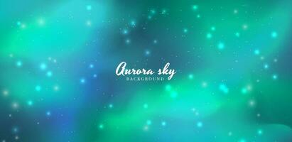 Aurora starry night sky banner background vector