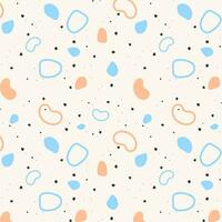 Stones color trend year 2024 Peach fuzz and blue, seamless pattern of small stones and sand, ocean seashore, abstract shapes. vector