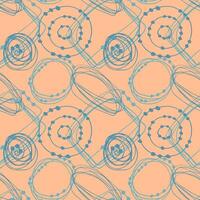 Abstract pattern blue doodle hand drawn on peach color background 2024 vector