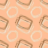 Abstract pattern white and brown doodle hand drawn on peach color background 2024 vector