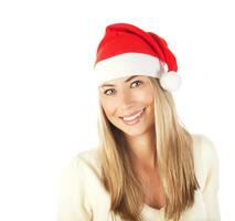 Cute girl in Santa hat photo