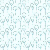 Seamless pattern with contour drawing of Blue Monday balloons with sad smiley faces in trendy blue vector