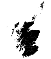 Escócia mapa. mapa do Escócia dentro administrativo regiões dentro Preto cor png