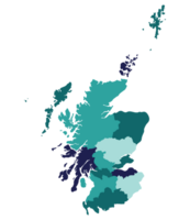 Escocia mapa. mapa de Escocia en administrativo regiones en multicolor png