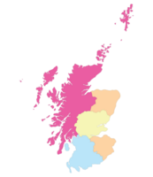 Scotland map. Map of Scotland divided into five main regions png