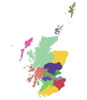 Escocia mapa. mapa de Escocia en administrativo regiones en multicolor vector