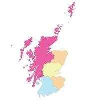 Escocia mapa. mapa de Escocia dividido dentro cinco principal regiones vector