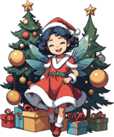 ai généré Noël Fée dessin animé autocollant png