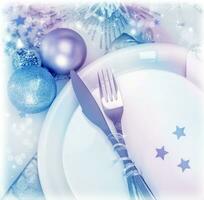 Christmastime silverware with decorations photo