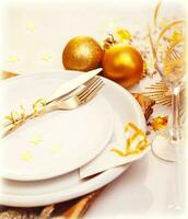 Luxury Christmas table decoration photo