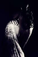 Gentle woman wearing lace dress photo