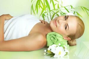 Woman enjoying massage photo