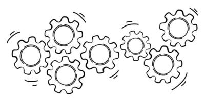 Concept of business idea. Doodle sketch style of Hand drawn gear vector illustration.