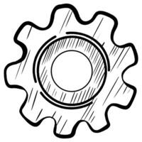 Concept of business idea. Doodle sketch style of Hand drawn gear vector illustration.