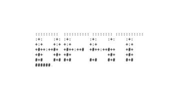 het beste ascii animatie lus Aan wit achtergrond. ascii code kunst symbolen schrijfmachine in en uit effect met lusvormige beweging. video