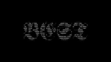 Best ascii animation on black background. Ascii art code symbols with shining and glittering sparkles effect backdrop. Attractive attention promo. video