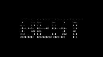 Best ascii animation on black background. Ascii art code symbols with shining and glittering sparkles effect backdrop. Attractive attention promo. video