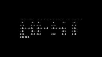 Beste ASCII Animation Schleife auf schwarz Hintergrund. ASCII Code Kunst Symbole Schreibmaschine im und aus bewirken mit geloopt Bewegung. video