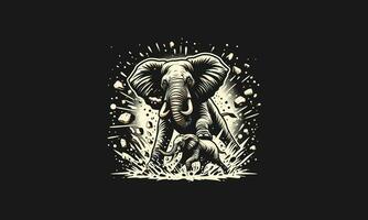 elephant angry splash vector illustration flat design