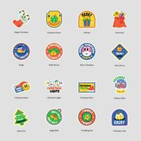 Collection of Christmas Flat Stickers vector
