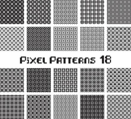 Abstract seamless pattern in pixel style. Set geometric design background.