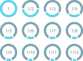 Set mathematical fractions parts of ring template for infographics vector