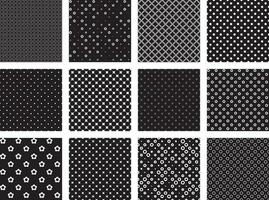 black and white different seamless patterns vector