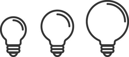 Light bulb icon vector. Llightbulb idea logo concept. Set lamps electricity icons web design element. Led lights isolated silhouette. vector