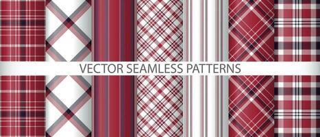 Set plaid texture seamless. Check fabric vector. Tartan background textile pattern. vector