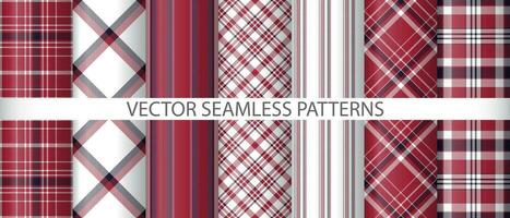 Set plaid texture seamless. Check fabric vector. Tartan background textile pattern. vector