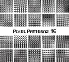 Pixel pattern seamless, black and white color. Patterns set in retro design. vector