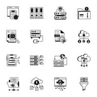 Collection of Data Storage Line Icons vector