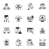 Pack of Data Management Line Icons vector