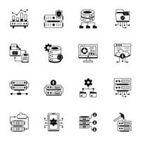 Pack of Data Hosting Line Icons vector