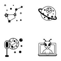 Bundle of Space Research Linear Icons vector