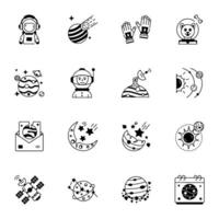 Space Day Handy Linear Icons vector