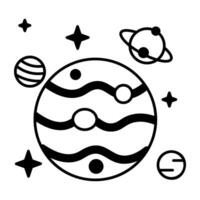 Space and Planets Linear Icon vector