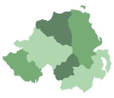 Northern Ireland map. Map of Northern Ireland divided into six main regions png