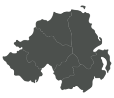 Northern Ireland map. Map of Northern Ireland divided into six main regions in grey color png