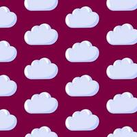 Cloud seamless pattern in cartoon style. Background for child room, package, nursery wallpaper, textile, fabric prints, wrapping paper. Vector illustration on a pink background.