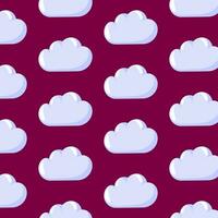 Cloud seamless pattern in cartoon style. Background for child room, package, nursery wallpaper, textile, fabric prints, wrapping paper. Vector illustration on a pink background.