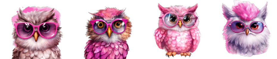 AI generated owl bird in colorful in on transparent background png