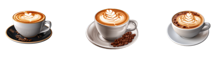 AI generated Three cups of coffee art on transparent background png