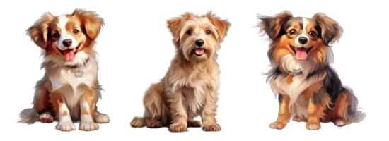 AI generated adorable puppies posing on transparent background png