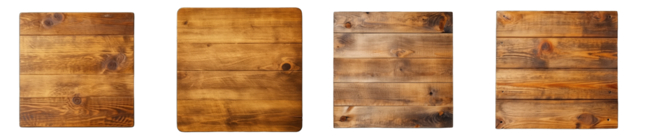 AI generated set of empty wooden on transparent background png