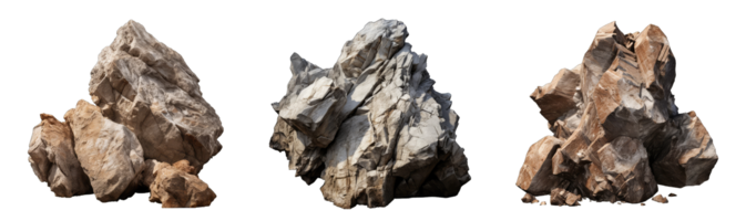 AI generated Three various types of stones png